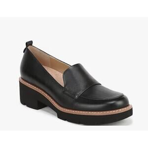 Naturalizer Darry Leather Lightweight Lug Sole Platform Loafer Black Sz 7.5